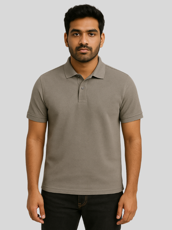 SA64 - Grey 60% Cotton 40% Polyester Polo Tshirt - Image 2