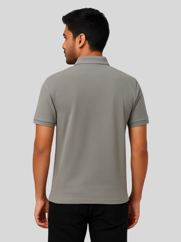 SA64 - Grey 60% Cotton 40% Polyester Polo Tshirt - Image 3