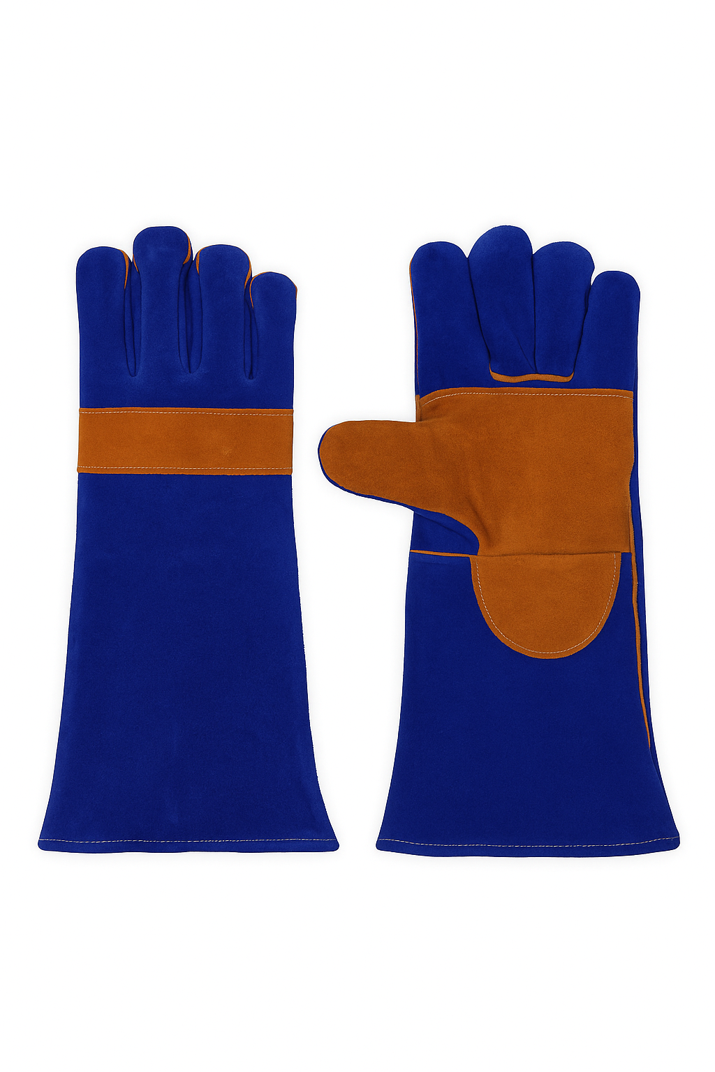 WBDE Blue Leather Welding Gloves