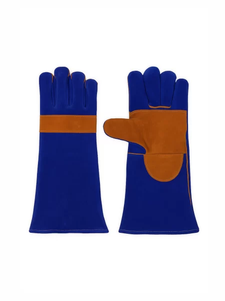 WBDE Blue Leather Welding Gloves